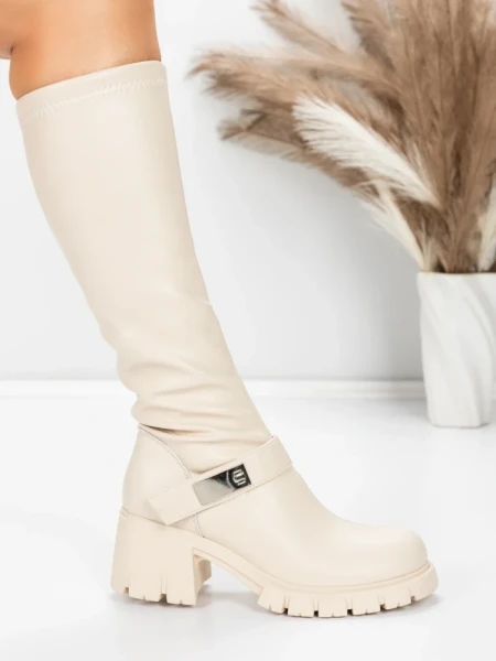 Cizme Dama cu Toc 57WL7 BEIGE | MEI