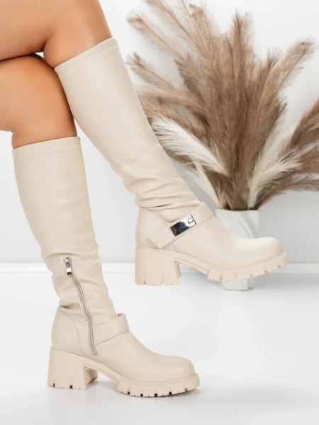 Cizme Dama cu Toc 57WL7 BEIGE | MEI