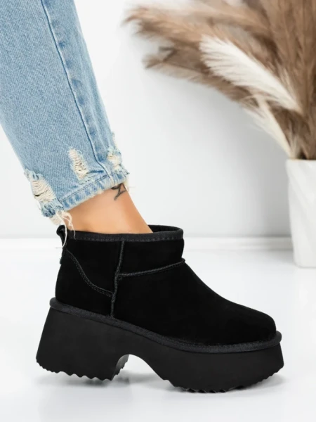 Ghete Dama din piele naturala 5W70 BLACK | PANTOFUL
