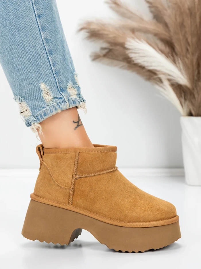 Ghete Dama din piele naturala 5W70 YELLOW | PANTOFUL