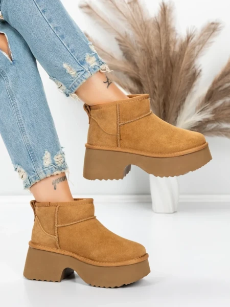 Ghete Dama din piele naturala 5W70 YELLOW | PANTOFUL