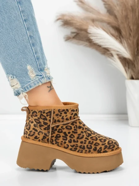 Ghete Dama din piele naturala 5W70 LEOPARD PRINT | PANTOFUL