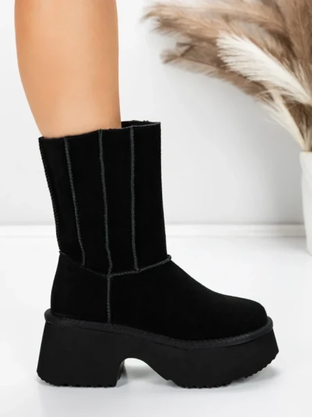 Ghete Dama din piele naturala 5W71 BLACK | PANTOFUL