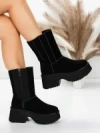 Ghete Dama din piele naturala 5W71 BLACK | PANTOFUL