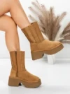 Ghete Dama din piele naturala 5W71 YELLOW | PANTOFUL