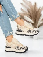 Pantofi Casual Dama din piele naturala 58W26 YELLOW-LEOPARD | PANTOFUL