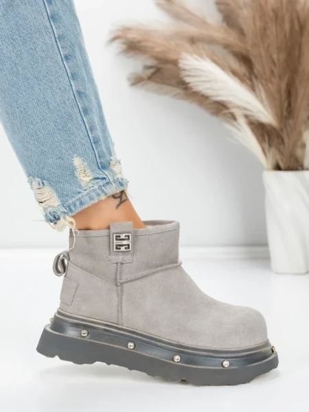 Ghete Dama din piele naturala 58W28 GREY | PANTOFUL