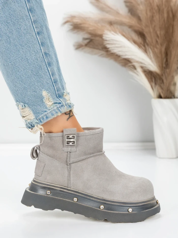 Ghete Dama din piele naturala 58W28 GREY | PANTOFUL