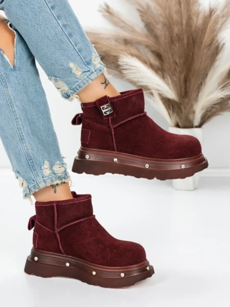 Ghete Dama din piele naturala 58W28 WINERED | PANTOFUL