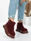 Ghete Dama din piele naturala 58W28 WINERED | PANTOFUL