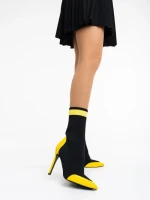 Botine dama negre cu galben din material textil Joline