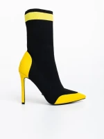 Botine dama negre cu galben din material textil Joline