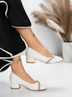 Pantofi cu Toc mic 3XKK99 Alb » meishop.life