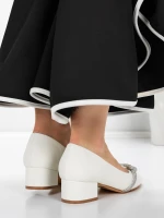 Pantofi cu Toc mic 3XKK99 Alb » meishop.life