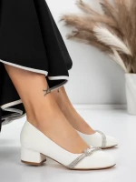 Pantofi cu Toc mic 3XKK99 Alb » meishop.life