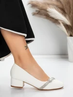 Pantofi cu Toc mic 3XKK99 Alb » meishop.life