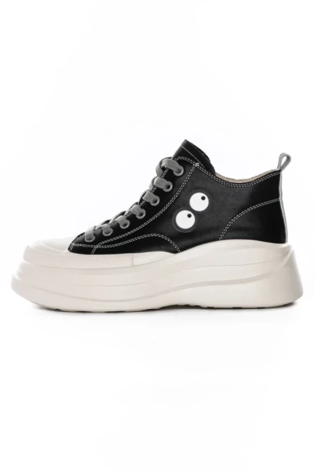 Ghete Dama din piele naturala KM3817 BLACK | ADVANCER