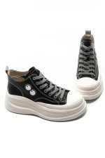 Ghete Dama din piele naturala KM3817 BLACK | ADVANCER