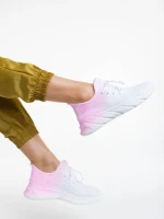 Pantofi sport dama albi cu roz din material textil Lienna