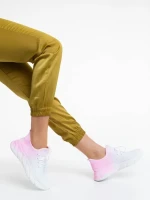 Pantofi sport dama albi cu roz din material textil Lienna