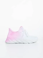 Pantofi sport dama albi cu roz din material textil Lienna