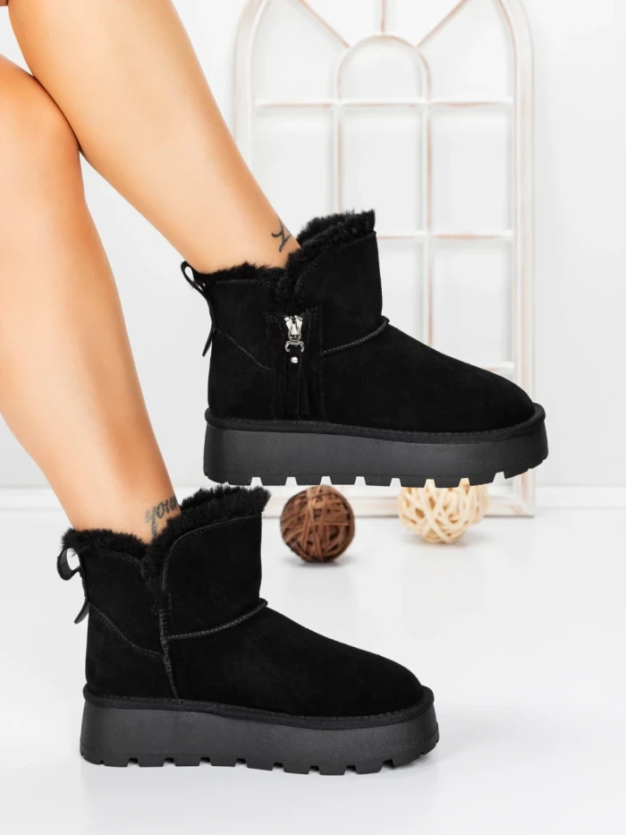 Ghete Dama din piele naturala 5W95 BLACK | PANTOFUL