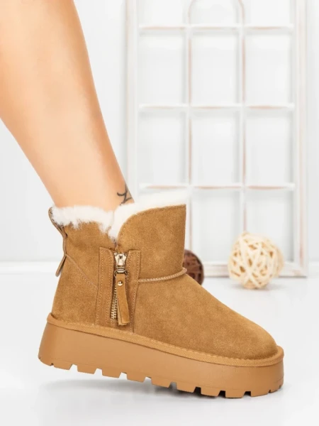 Ghete Dama din piele naturala 5W95 YELLOW | PANTOFUL