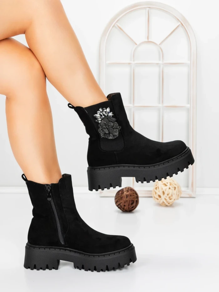Ghete Dama cu Platforma 5AH52 BLACK | MEI