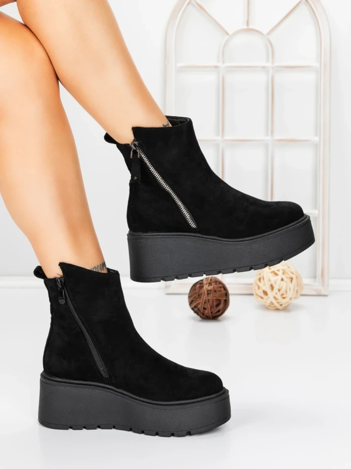 Ghete Dama cu Platforma 5AH56 BLACK | MEI