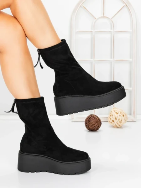 Ghete Dama cu Platforma 5AH57 BLACK | MEI