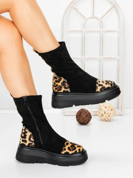 Ghete Dama cu Platforma 5AH58 BLACK | MEI