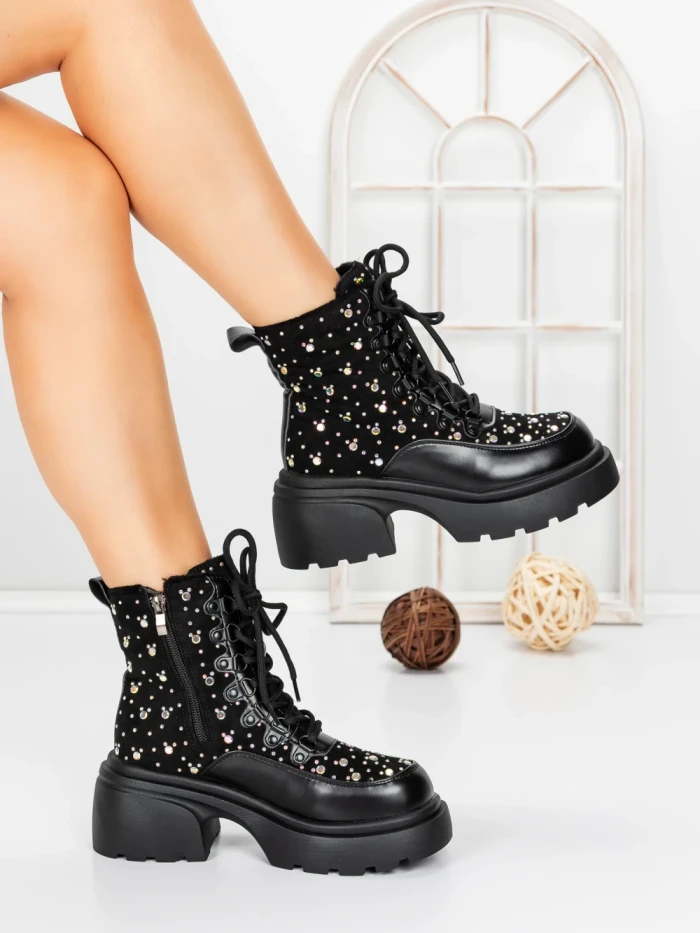 Ghete Dama cu Platforma 5WL89 BLACK | MEI