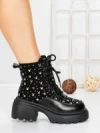 Ghete Dama cu Platforma 5WL89 BLACK | MEI