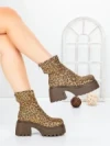 Ghete Dama cu Platforma 5WL77 LEOPARD PRINT | MEI