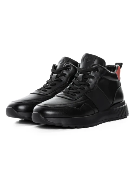 Ghete Barbati din piele naturala 5786 BLACK-RED | ADVANCER