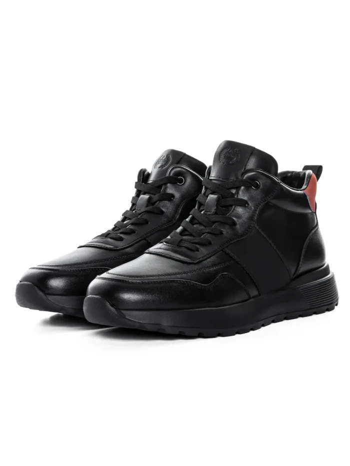 Ghete Barbati din piele naturala 5786 BLACK-RED | ADVANCER