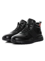 Ghete Barbati din piele naturala 5786 BLACK-RED | ADVANCER