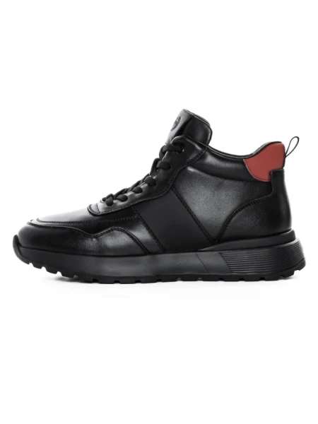 Ghete Barbati din piele naturala 5786 BLACK-RED | ADVANCER