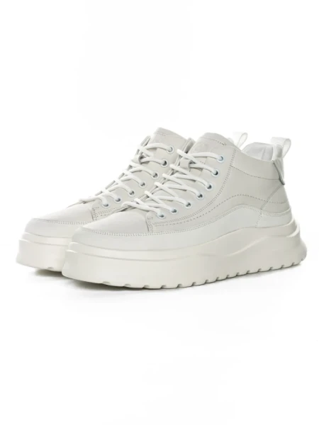 Ghete Barbati din piele naturala 7793 WHITE | ADVANCER