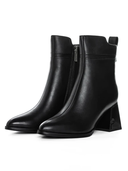 Botine Dama cu toc gros K107-55-B81A Negru » meishop.life