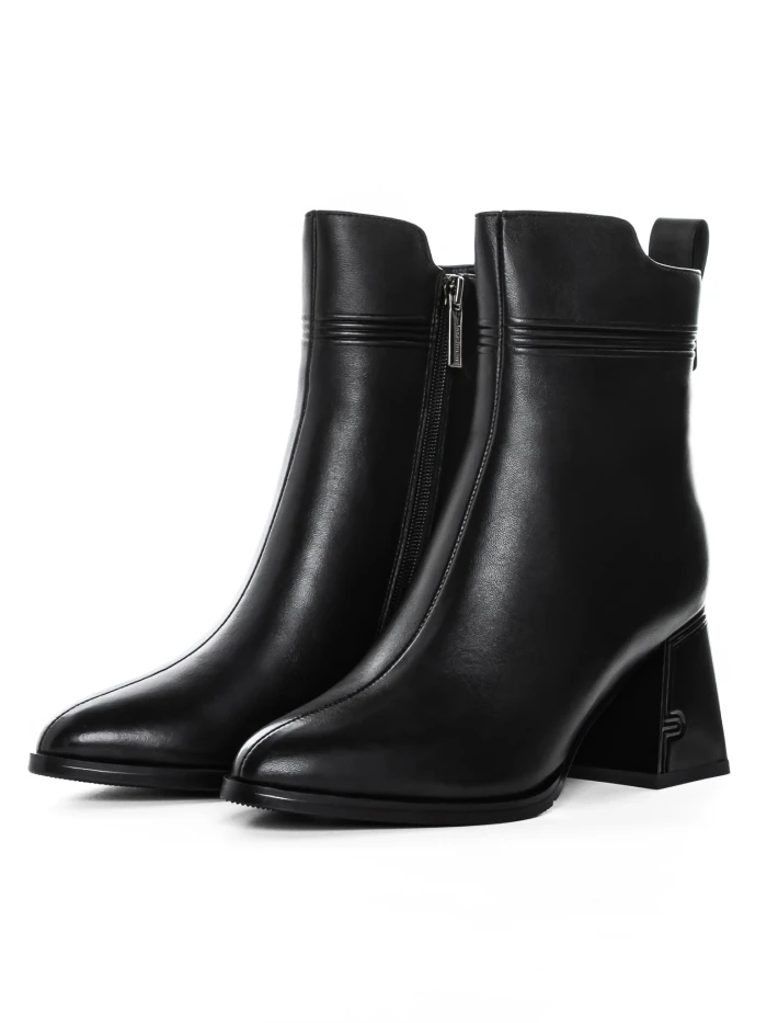 Botine Dama cu toc gros K107-55-B81A Negru » meishop.life