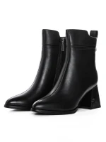 Botine Dama cu toc gros K107-55-B81A Negru » meishop.life