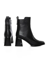 Botine Dama cu toc gros K107-55-B81A Negru » meishop.life