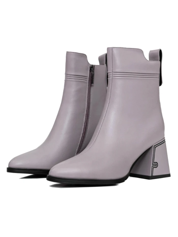 Botine Dama cu toc gros K107-55-B81B Gri » meishop.life