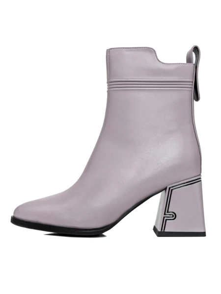 Botine Dama cu toc gros K107-55-B81B Gri » meishop.life