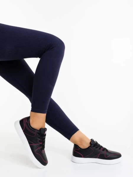 Pantofi sport dama negri din piele ecologica Amelda