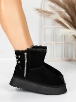 Ghete Dama din piele naturala 5WL105 BLACK | PANTOFUL