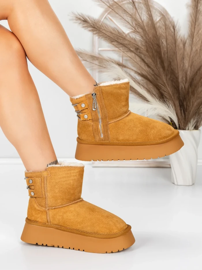 Ghete Dama din piele naturala 5WL105 YELLOW | PANTOFUL
