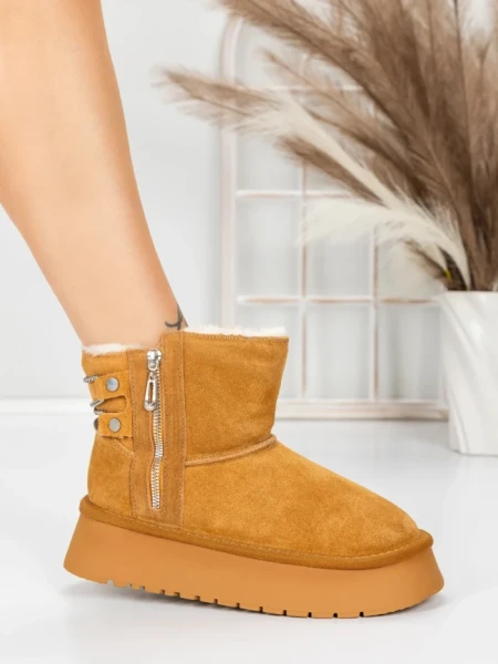 Ghete Dama din piele naturala 5WL105 YELLOW | PANTOFUL