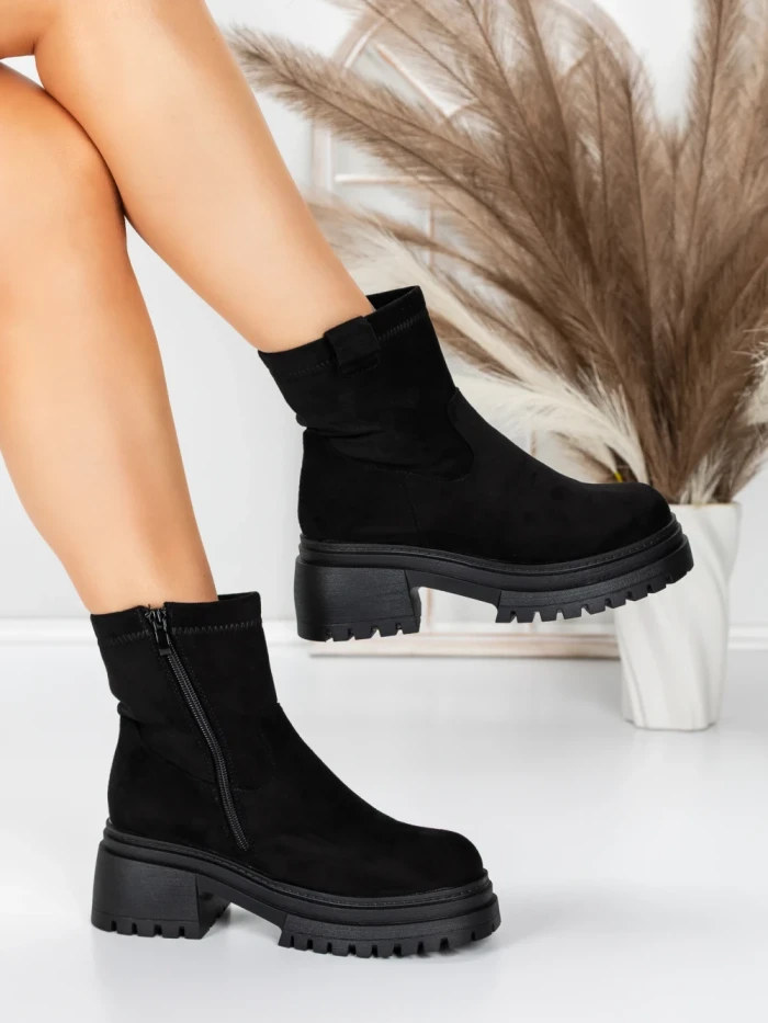 Ghete Dama cu Platforma 5W82 BLACK | MEI